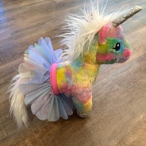 Build-A-Bear Kid Girls Tie Dye Rainbow Unicorn Sparkly Horn Stands Tutu Colorful